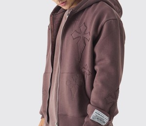 Ensemble de survêtements à capuche en coton surdimensionné unisexe survêtement deux pièces personnalisé imprimé brodé lavage à l'acide pantalon de survêtement évasé jogging - Product Image 4