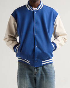 Chaqueta universitaria de peso pesado personalizada, cuerpo de lana de primera calidad con mangas de cuero PU, parche con logotipo OEM, suministro de ropa informal de invierno - Product Image 1