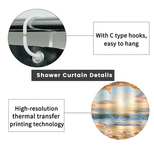 Custom Printed Waterproof Shower Shower <b>Curtain</b> for Bathroom Waterproof Polyester <b>with</b> <b>Hooks</b> - Product Image 2