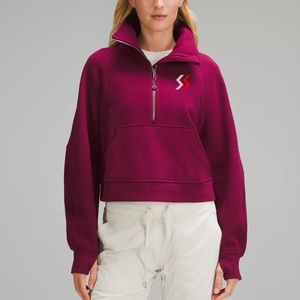 Sudaderas de Manga Larga con Media Cremallera, Ropa de Otoño con Bolsillo para Mujer, Sudadera Corta con Cierre de Cremallera, OEM 2025 - Product Image 1