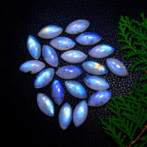 Cabujones de Piedra Lunar Arcoíris Natural Dhorgems al por Mayor, Forma de Marquesa, para la Elaboración de Joyería Artesanal - Product Image 2