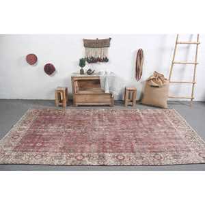 พรมตุรกีขนาดใหญ่ 5x9.3 ฟุต พรมวินเทจ พรมขนสัตว์สีแดงไล่เฉด - Product Image 3