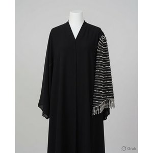 Abaya de Lujo con Adornos de Cristal Negro y Cintura Impero - Product Image 1