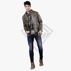 Chaqueta de cuero de calle de moto de peso pesado con cuello levantado estilo cremallera chaqueta de invierno a un precio - Product Image 1