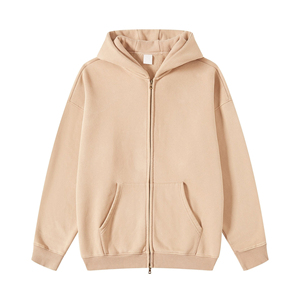Sweats à capuche surdimensionnés à fermeture éclair pour hommes poids lourd personnalisé coton vierge Streetwear Vintage lavage à l'acide à capuche pour hommes - Product Image 3
