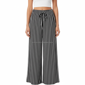 Pantalon palazzo en lin pour femme, style bohème hippie, fluide, léger, prix d'usine - Product Image 1