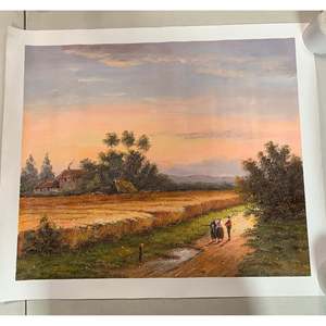 20 \ "X 24 \" dipinti ad olio d'arte dipinti a mano campo classico blu Design Art Deco incorniciato per l'arte della parete del soggiorno - Product Image 5
