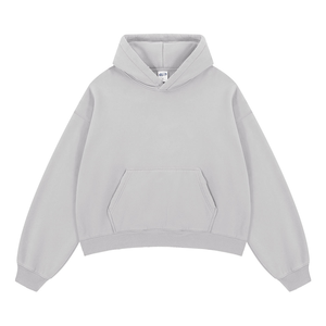 Sudadera con capucha de Invierno Azul Vintage para hombre, jersey de lana de algodón pesado de ajuste Regular, Sudadera con capucha de lavado ácido, ropa de calle con bolsillo - Product Image 3