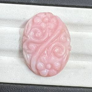 Hecho a mano Mughal arte tallado hermosa forma ovalada Rosa ópalo piedra preciosa efecto DE CAMBIO DE Color Natural Uso de joyería producto a granel 28x21mm - Product Image 1