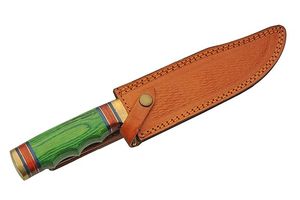 Couteau de chasse artisanal US KNIVES en acier au carbone, manche en bois Pukka, garde en laiton, étui en cuir fin - 11 pouces, qualité industrielle - Product Image 4
