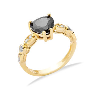 Elegant <b>Black</b> CZ <b>Stone</b> Heart Shape Cluster <b>Silver</b> <b>Ring</b> Wholesale Handcrafted 925 Sterling <b>Silver</b> Jewelry - Product Image 3