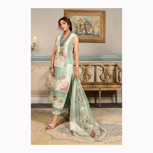 Elegante vestido estampado de manga larga para boda pakistaní Salwar Kameez con Dupatta hecho de seda y algodón - Product Image 2