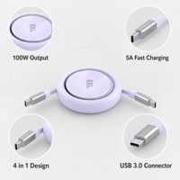 Kabel USB C Retraktil Pengisian Cepat 100W 5A Pabrik XXD, Tipe C ke C, untuk Ponsel, Tablet, Laptop