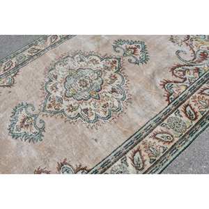 Alfombra clásica de lana verde Beige de 5,9x9,6 pies, patrón de retales de tejido plano turco Vintage para decoración para sala de estar, uso de pasillo, látex - Product Image 5