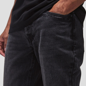 กางเกงยีนส์สีดำสำหรับผู้ชายกางเกงผ้ายีนส์ซักแบบติดกระดุม - Product Image 3