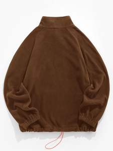 Sweat Homme Lettres Brodées Manches Raglan Quart Zip Polaire Vintage Pullover - Product Image 2