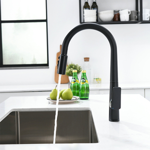 Grifo de <span class=keywords><strong>cocina</strong></span> moderno de un solo orificio de latón negro mate, grifo extraíble <span class=keywords><strong>Gourmet</strong></span>, grifo mezclador Flexible para baño, <span class=keywords><strong>cocina</strong></span> para hoteles - Product Image 4