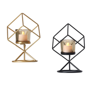 Portavelas de Metal de Latón para Velas de Té, Hechos a Mano, Acabado Negro y Dorado, para Decoración del Hogar, Centros de Mesa - Product Image 1