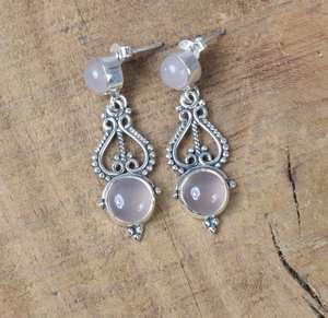 Boucles d'oreilles en quartz rose faites à la main, argent sterling 925 plaqué or, bijoux en pierres précieuses mignons, élégants, pour femmes, cadeau d'anniversaire - Product Image 5