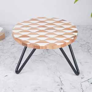 Premium Ins Style wood Resin Inlay <b>Dessert</b> Stand Modern Metal Pedestal Cake Plate for Birthday, Wedding, and Party Decoration - Product Image 4