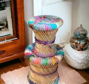 Colorido cómodo asiento redondo reposapiés otomano para el hogar sala de estar al aire libre jardín Hotel dormitorio elegante consola con incrustaciones de hueso - Product Image 1