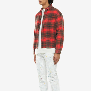 Forrado cálido familia botón Arriba ajustado cálido con capucha a cuadros acolchado forrado ligero botón abajo Casual Plaid franela camisas - Product Image 3