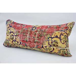Oreiller en laine patchwork multicolore 16x36 pouces Coussin décoratif tissé - Product Image 4