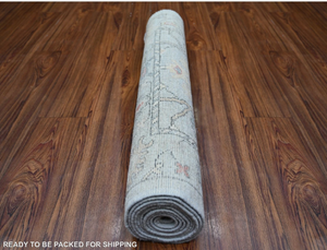 Alfombra de lana Vintage Oushak hecha a mano, tamaño personalizable con patrón abstracto para sala de estar o comedor - Product Image 3