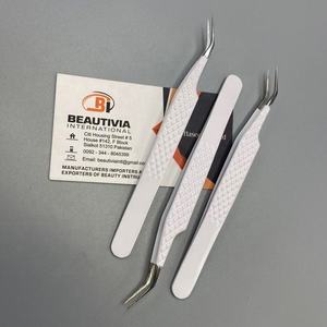 แหนบต่อขนตาสแตนเลสเคลือบสีขาวแบบมืออาชีพปรับแต่งได้ตามต้องการ - Product Image 1