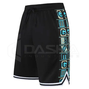 Pantalones cortos de hombre personalizados con estampado completo de calidad superior con bolsillos dobles con cremallera Pantalones cortos de baloncesto de costura interior de 6 pulgadas - Product Image 1