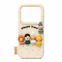 Coque de téléphone 3D mignonne en forme de dessin animé pour iPhone 17 16 Series, en silicone antichoc avec texture cuir