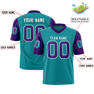 Maillot de football américain rétro personnalisé avec logo brodé, nom, taille plus, antibactérien, manches courtes, respirant, vêtements de sport d'équipe - Product Image 4