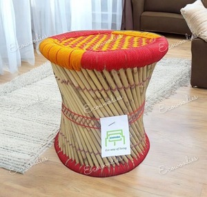 Tabouret pouf Sarkanda multicolore moderne fait à la main tabouret pouf écologique tabouret intérieur extérieur tabouret incrustation d'os Console - Product Image 4