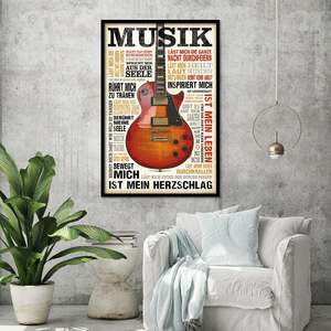 Póster de Música de Estilo Moderno en Lienzo con Marco Negro para Decoración de Pared - Product Image 1
