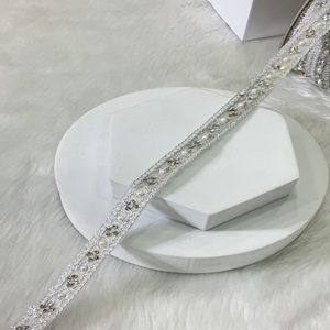 ขอบปักเลื่อมถักสีเงินจากนักออกแบบสุดหรูขอบปักเลื่อมงานฝีมือ zari สำหรับชุดเจ้าสาวส่าหรี - Product Image 2