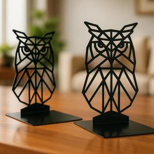 Durable Black Metal Skull Bookends Ideal for Office <b>Desk</b> <b>Bookshelves</b> Halloween Decor and Gothic Home Styling From India - Product Image 5