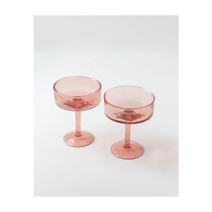 Couple de mariage personnalisé Bar Restaurant soufflé à la main martelé coupé verre à cocktail paire de fournisseur indien - Product Image 5