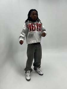 Sudadera con Capucha para Hombre, Negra, con Efecto Desgastado, Estampada, 100% Algodón, Unisex, Invierno, Proyecto Capri, Emergencia, Pedrería, Alta Calidad - Product Image 4