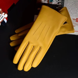 Mujeres señoras 100% piel de oveja de cuero Real elegante invierno cálido forro grueso blanco rosa colorido lindo guantes cortos al aire libre - Product Image 3