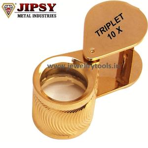 Lupa de Joyero Profesional de 18 mm, Chapada en Oro, con Corte de Diamante, Lente Triplete de 10X para Inspección Precisa - Product Image 3