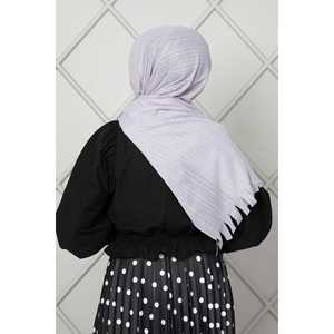 Accessoire vestimentaire musulman traditionnel, hijab en mousseline grise - Product Image 4