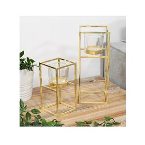 Vajilla portavelas hecho a mano Metal y vidrio hecho a mano T luz vela linterna con votivo de vidrio para decoración de centro de mesa - Product Image 6