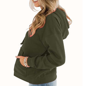 Sudadera con Capucha Informal de Felpa 100% Algodón para Mujer, Color Sólido, Talla Grande, Transpirable, con Logotipo Personalizado para Invierno - Product Image 3