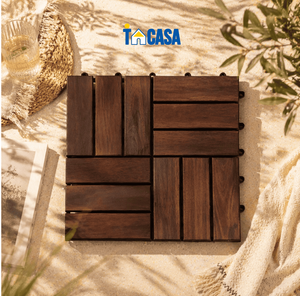 Outdoor <b>Interlocking</b> Wood Deck <b>Tiles</b> 30x30cm Waterproof Balcony <b>Flooring</b> DIY Wooden Garden Patio <b>Tiles</b> Solid Wood Decking - Product Image 1