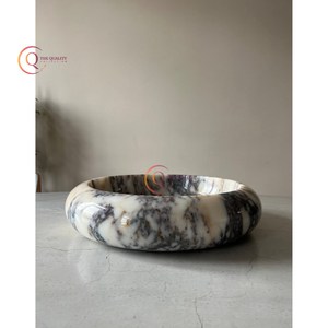 Bol de service alimentaire en marbre Style japonais fait à la main forme ronde aspect attrayant table mariage et fêtes bol de service fournitures - Product Image 2