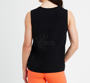 Camiseta sin mangas de verano personalizada para mujer, 100% de algodón, cuello redondo de secado rápido para deportes, Yoga, diseño de costilla informal, camiseta transpirable para mujer - Product Image 2