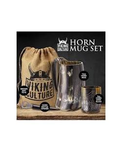 Jarra decorativa de cuerno natural para beber cerveza o hidromiel, estilo vikingo, vaso rústico para bebidas. - Product Image 3