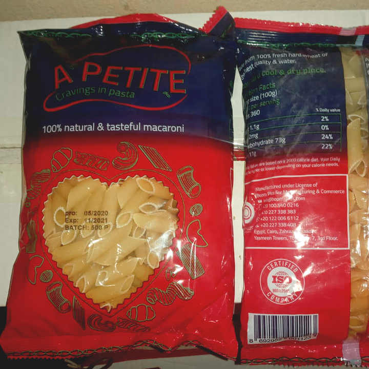 Apetite 500g Dried Fusilli Delicious Egyptian Wheat-based Macaroni Halal Certified OEM Box Packaging Discount for Bulk Orders