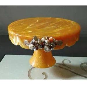 Support à gâteau en résine époxy fait main de luxe, finition brillante, élégant plateau à dessert, présentoir de table, support à gâteau pour mariage et fête - Product Image 1