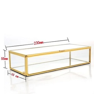 Petite moyenne grande boîte à bijoux en verre clair personnalisée or avec couvercle en verre boîte à bijoux en verre en laiton doré avec logo imprimé or petite - Product Image 5